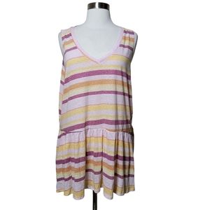 Tru Self Pink Striped Sleeveless Peplum T-Shirt Size 2X